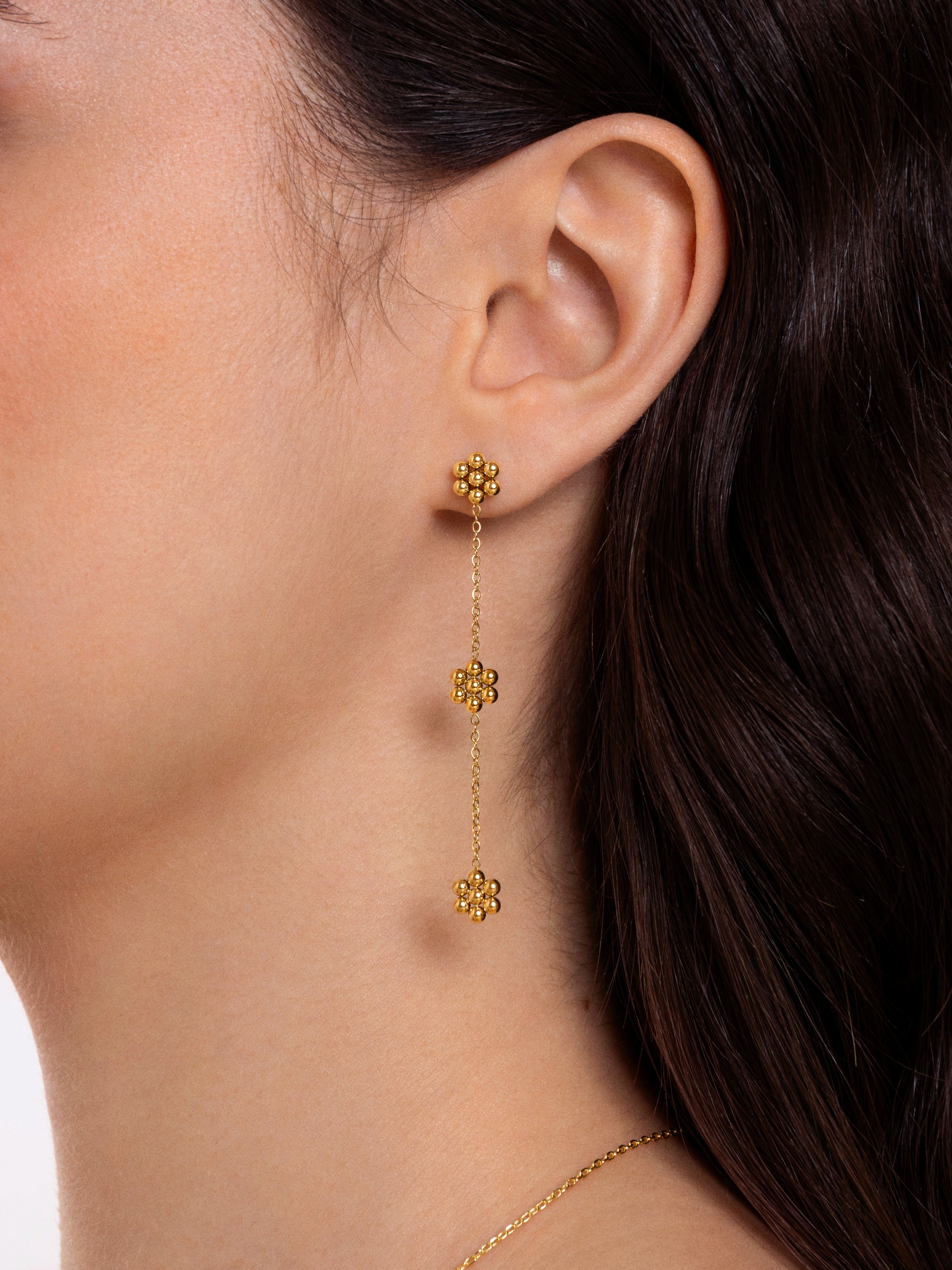 Tiny Daisy Stainless Steel Gold Earrings