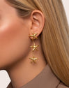 Triple Starfish Stainless Steel Gold Earrings 