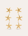 Triple Starfish Stainless Steel Gold Earrings 