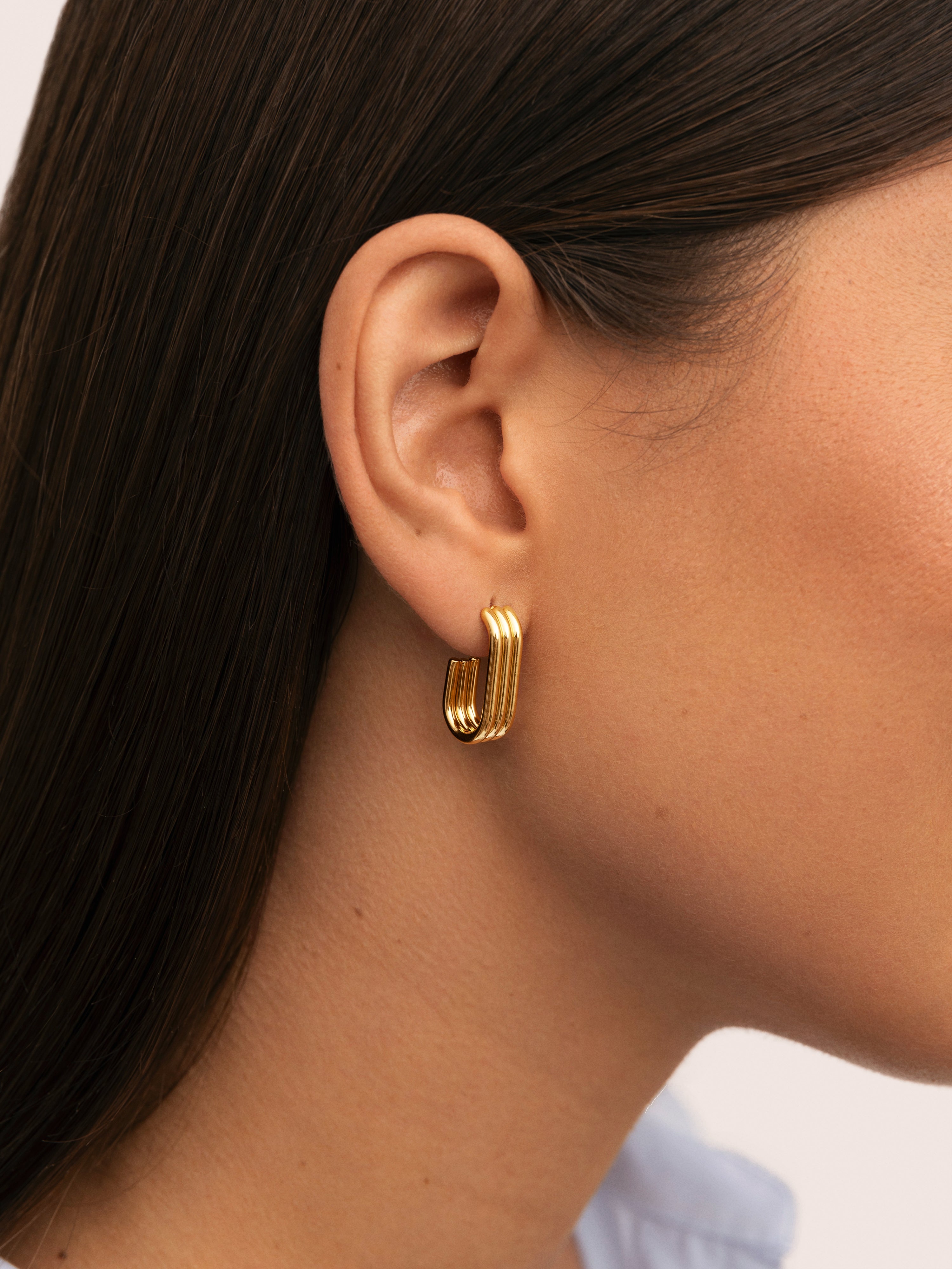 Pendientes Triple Urban Acero Baño Oro