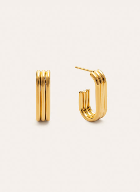 Pendientes Triple Urban Acero Baño Oro