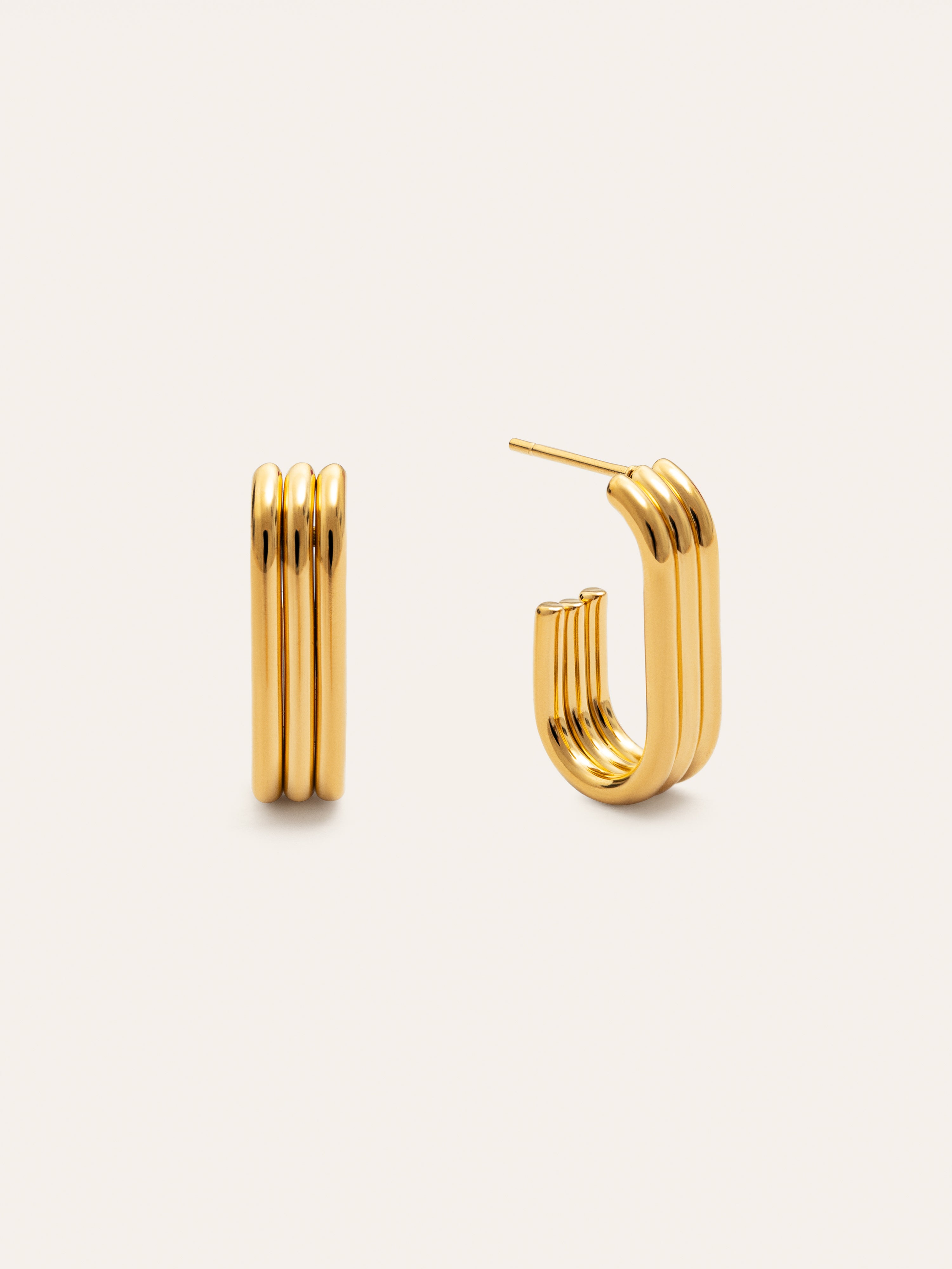Pendientes Triple Urban Acero Baño Oro