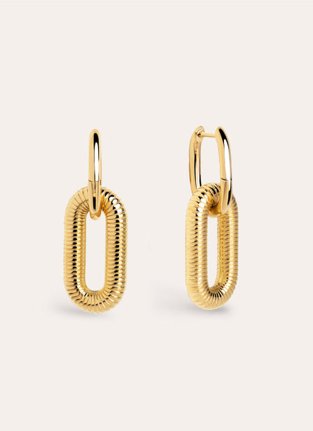 Twisted Link Gold Stainless Steel Earrings