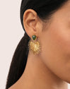 Green Catalina Stainless Steel Gold Earrings 