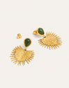Green Catalina Stainless Steel Gold Earrings 