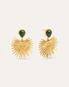 Green Catalina Stainless Steel Gold Earrings 