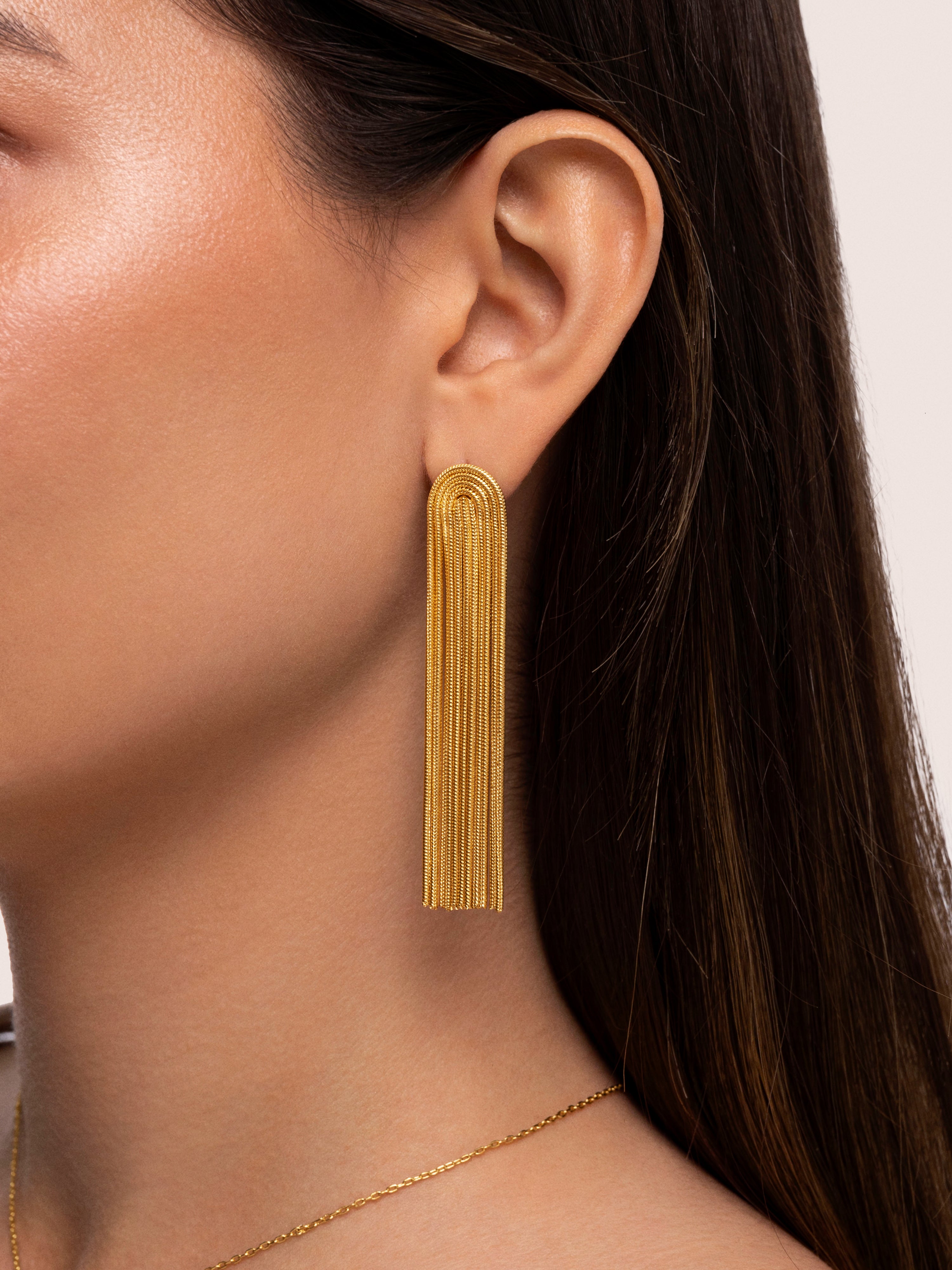 Waterfall Stainless Steel Gold Earrings 