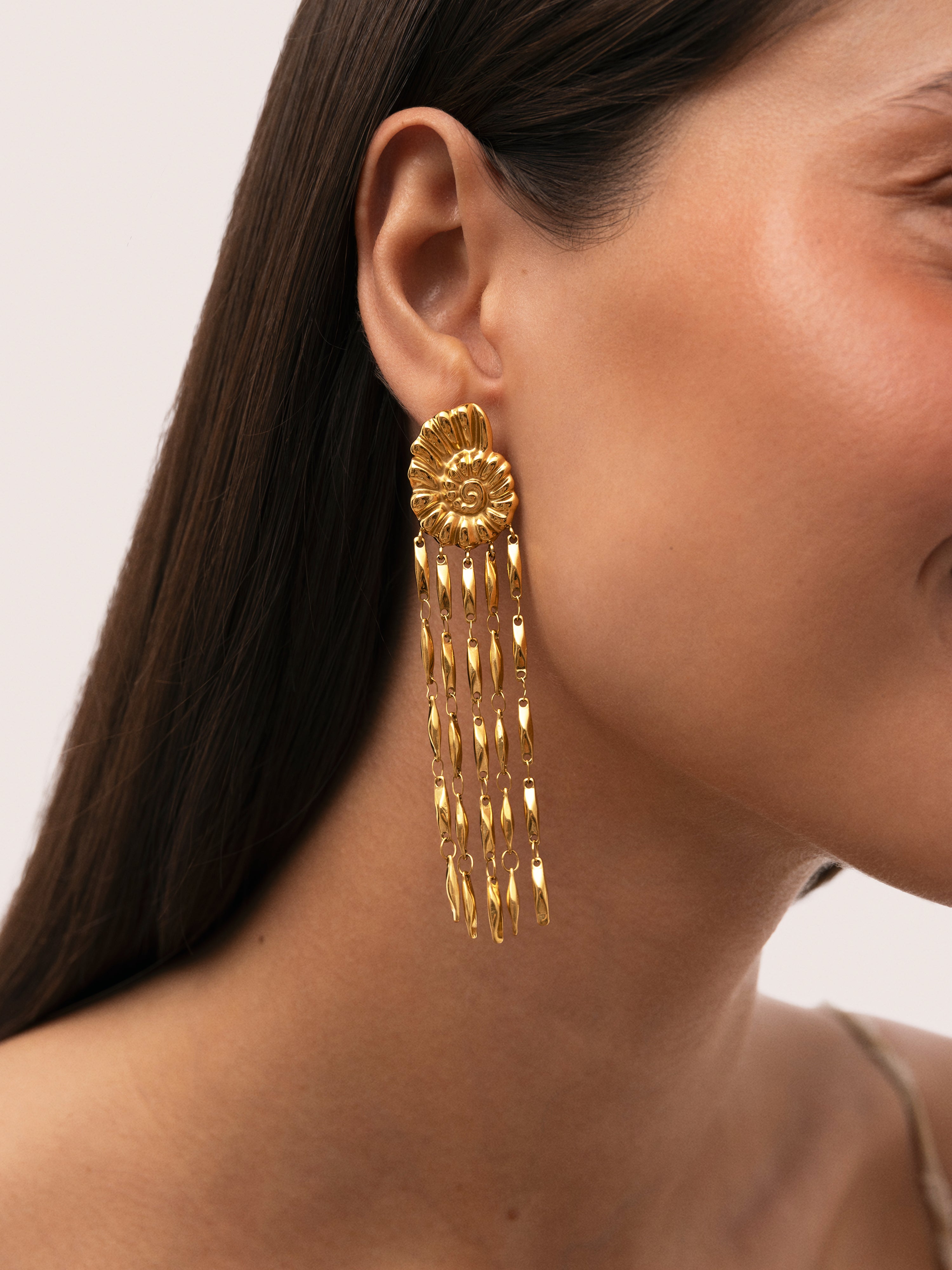 Zafira Shells Earrings Stainless Steel 18kt Gold Plated