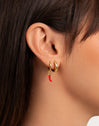 Single Hoop Earring Chili Enamel Steel Gold Plated