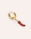 Single Hoop Earring Chili Enamel Steel Gold Plated