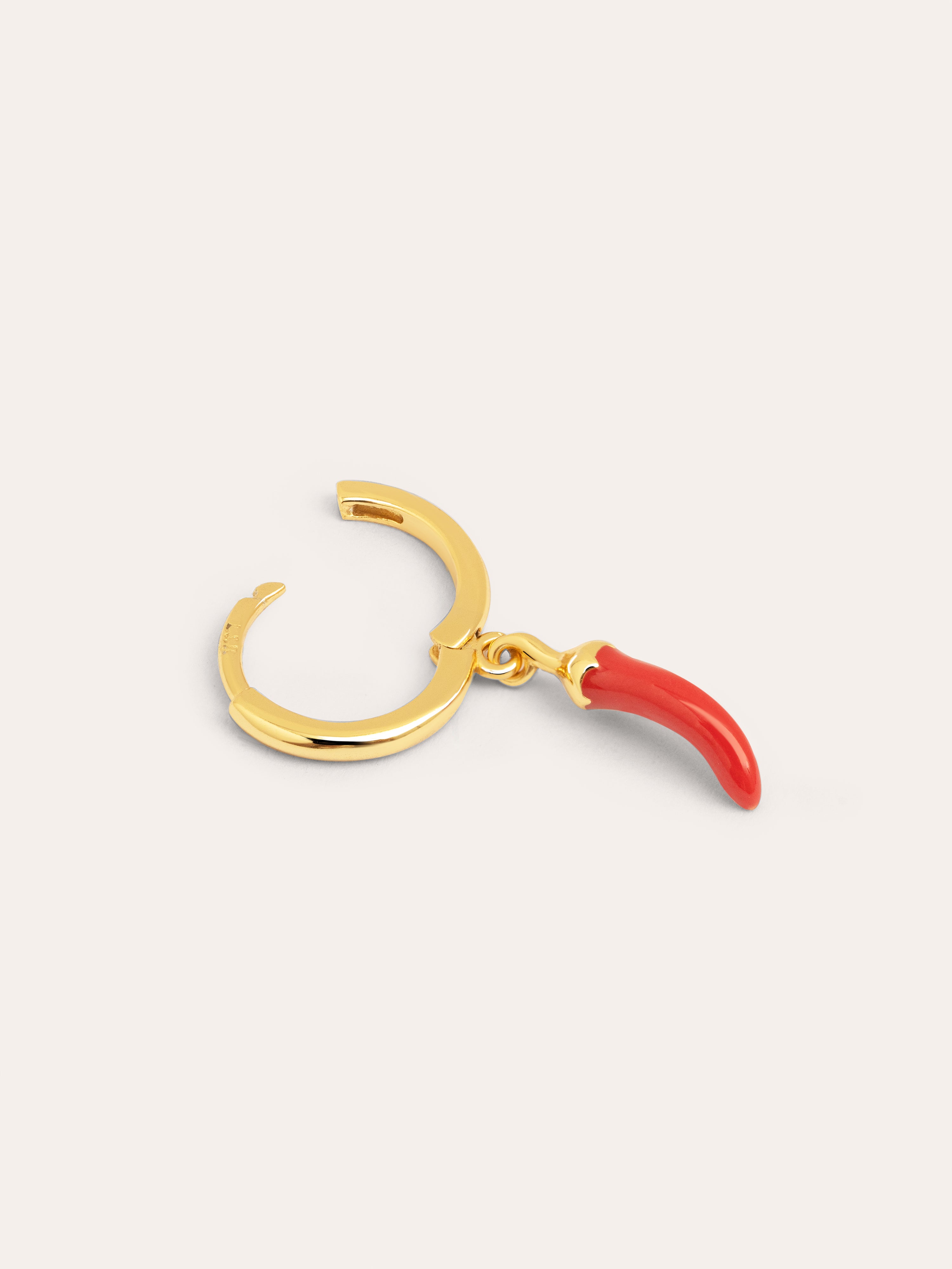 Chilly Pepper Enamel Gold Single Earring 