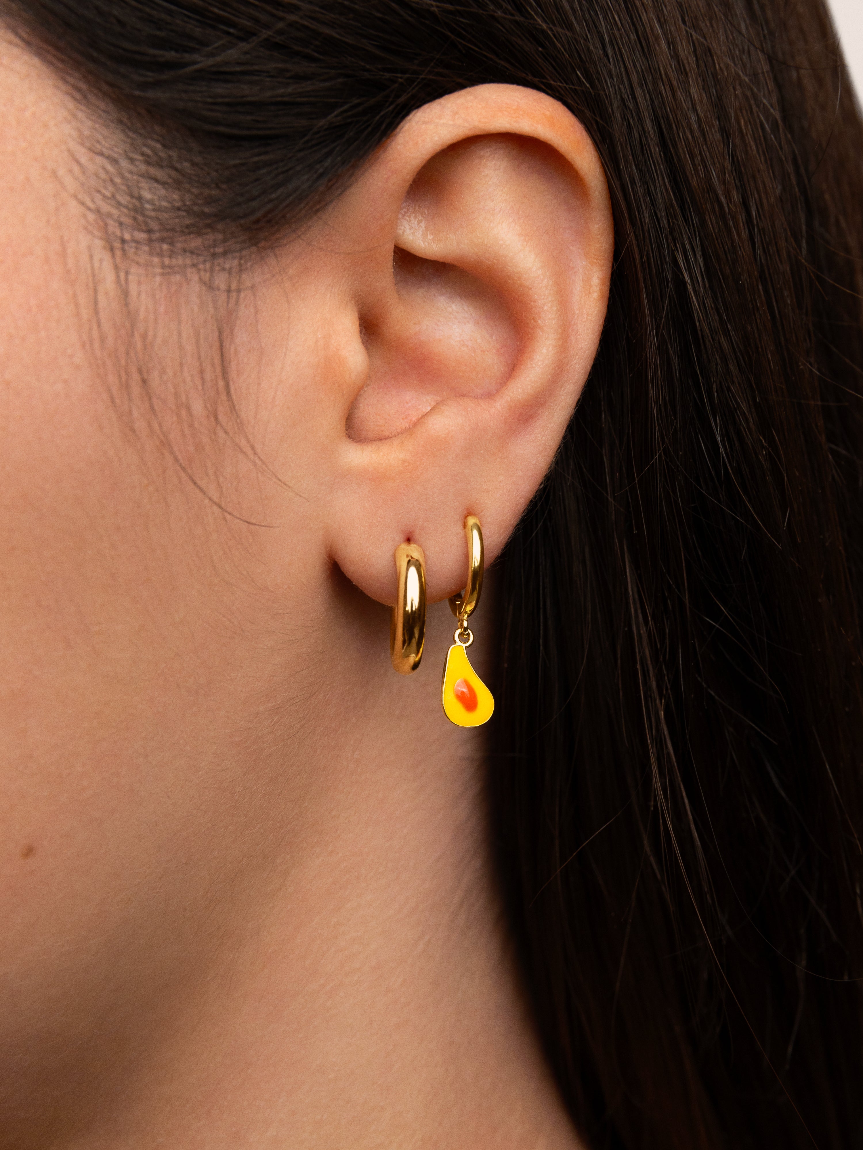 Avocado Gold Hoop Single Earring
