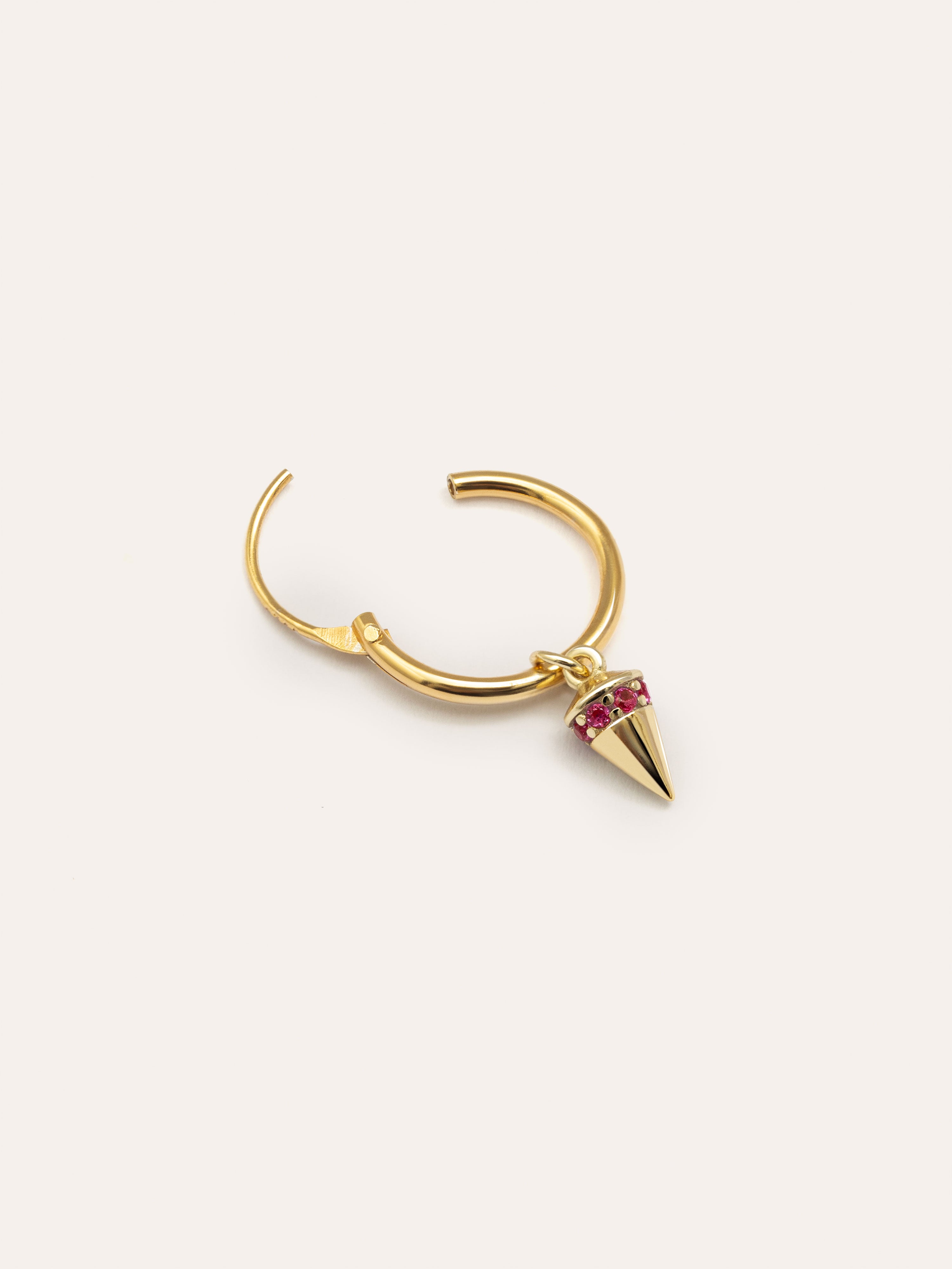 Rosa Cone Hoop Gold Single Earring 