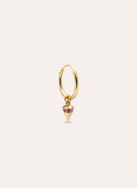 Rosa Cone Hoop Gold Single Earring 