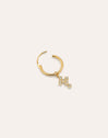 Cross Hoop Gold Single Earring