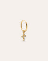 Cross Hoop Gold Single Earring