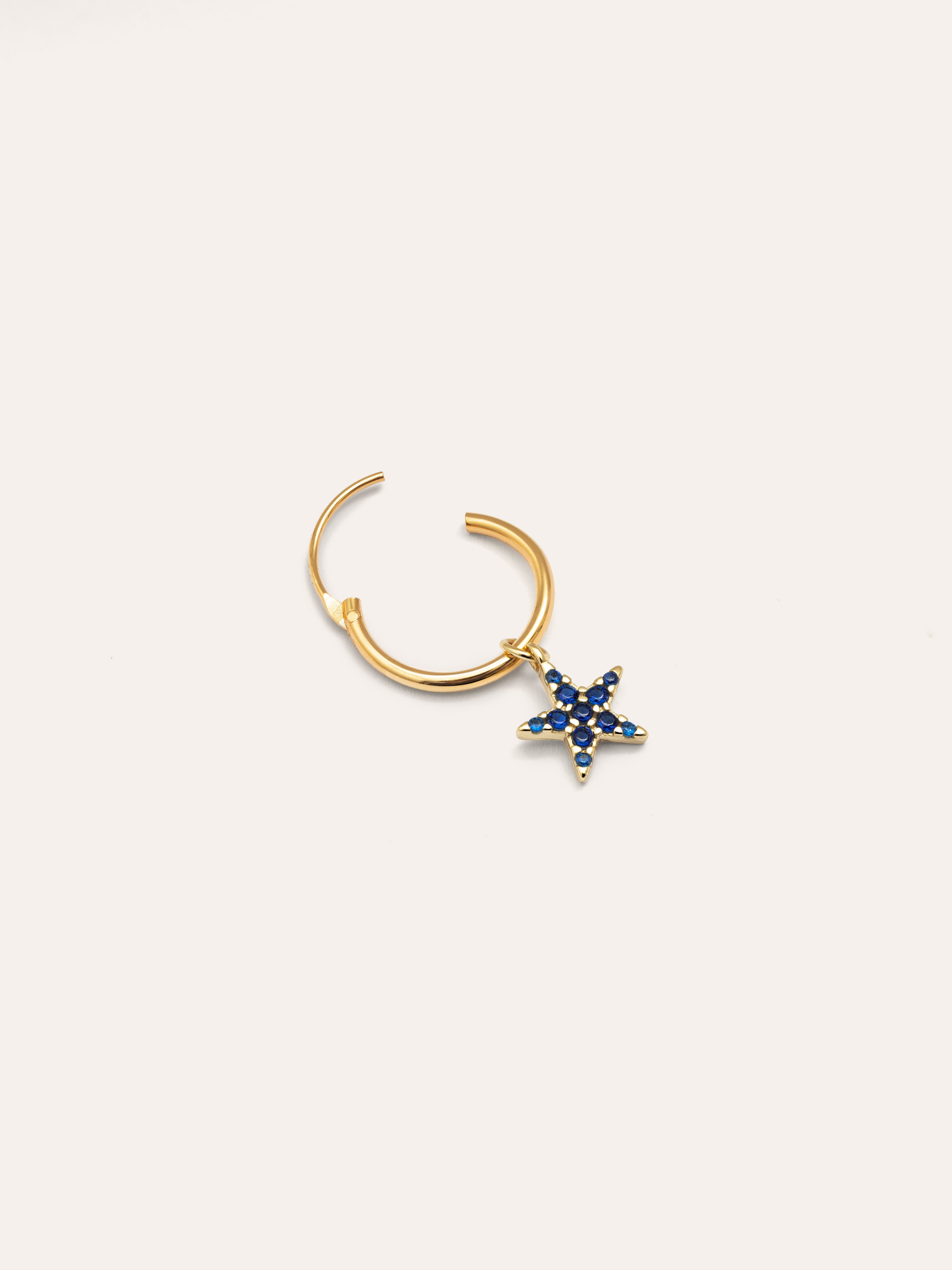 Blue Star Hoop Gold Single Earring 