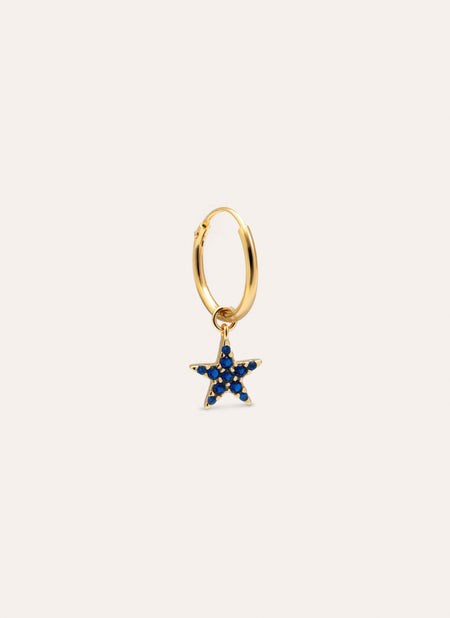 Blue Star Hoop Gold Single Earring 