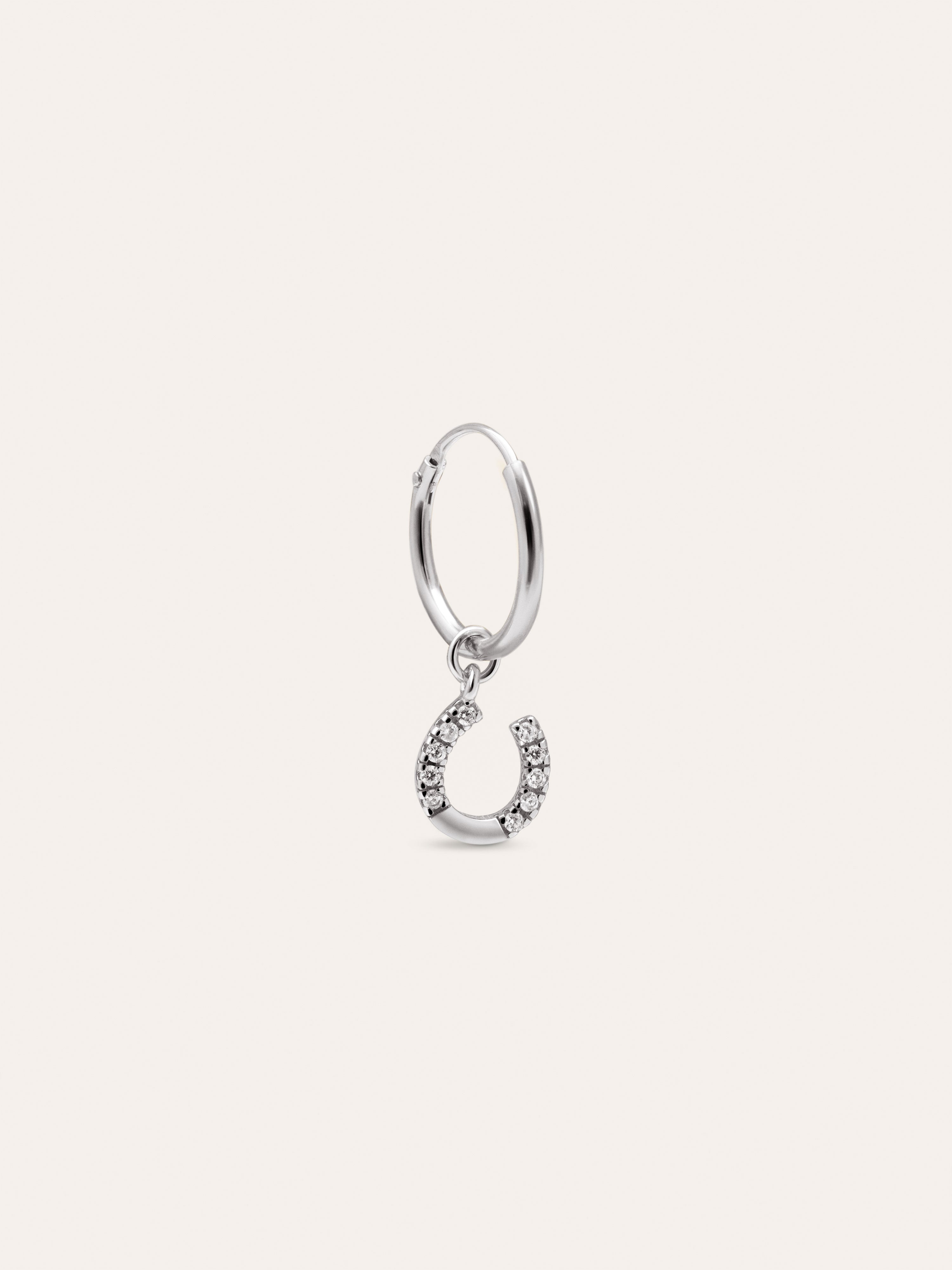 Horseshoe Hoop Silver Single Earring 