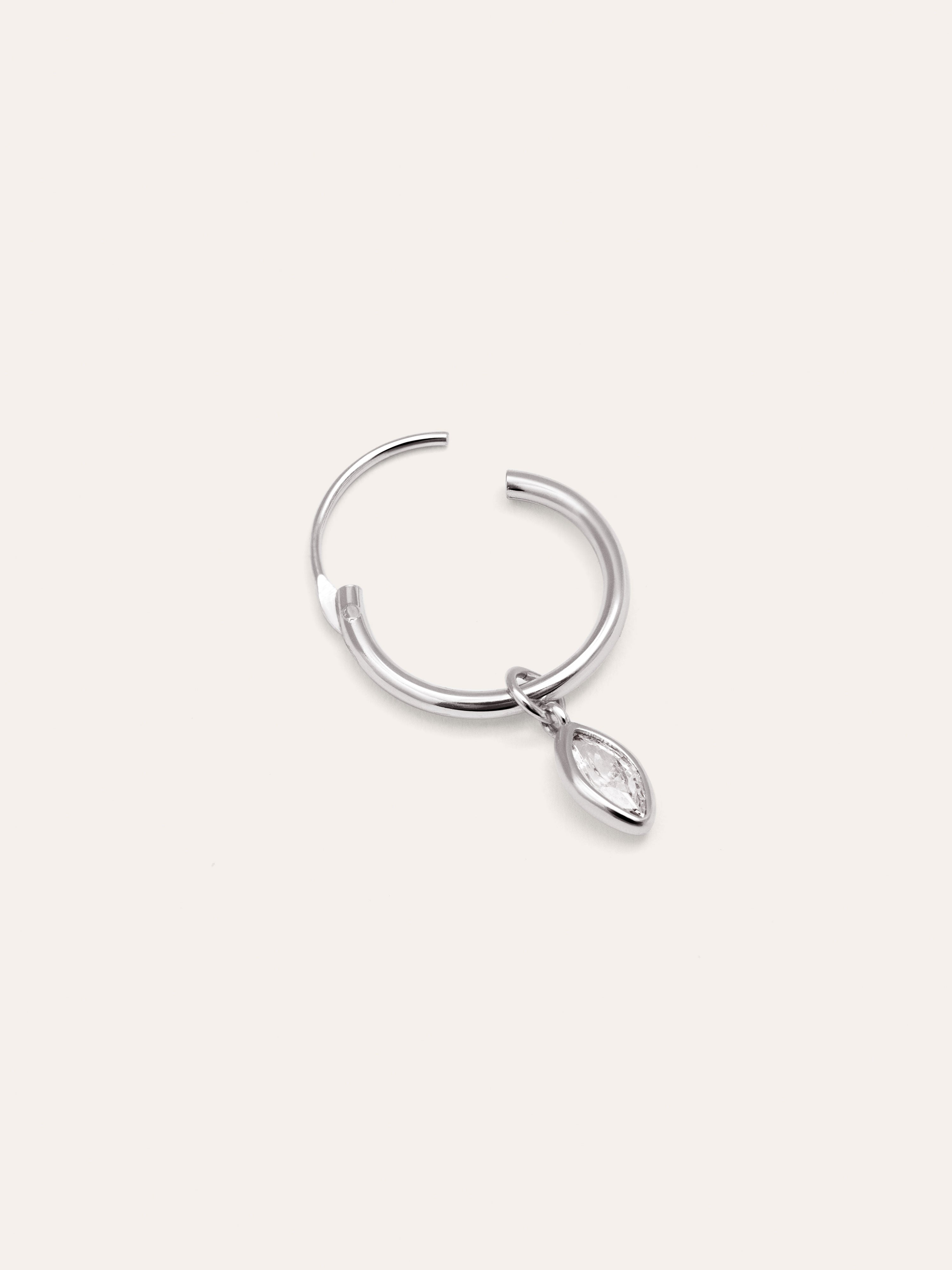  Marquise Simple Hoop Silver Single Earring 