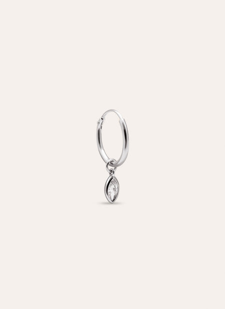  Marquise Simple Hoop Silver Single Earring 