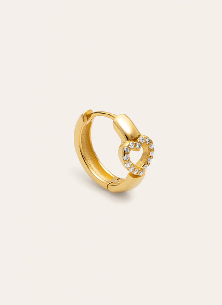 Single Hoop Earring Heart Gold Plated
