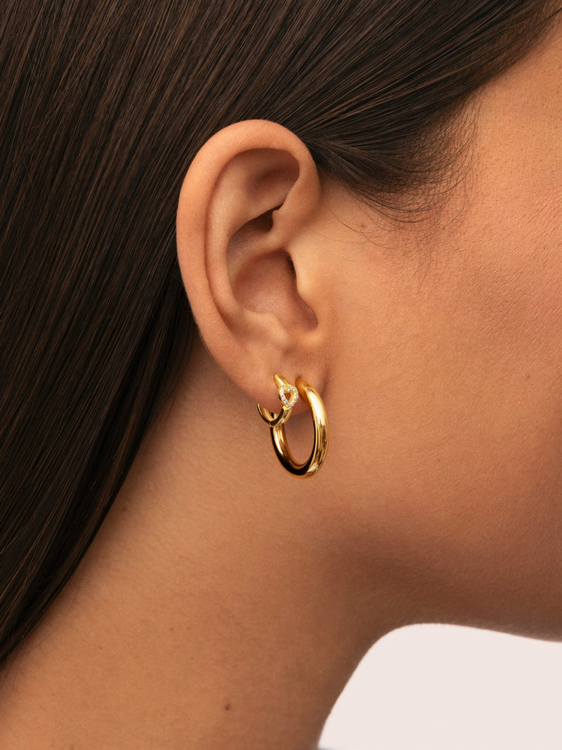 Heart Gold Single Hoop Earring 