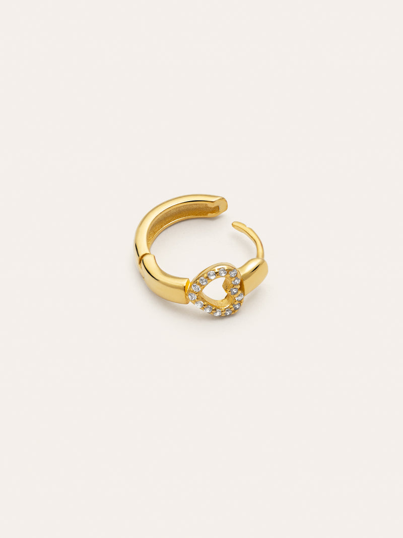 Heart Gold Single Hoop Earring 