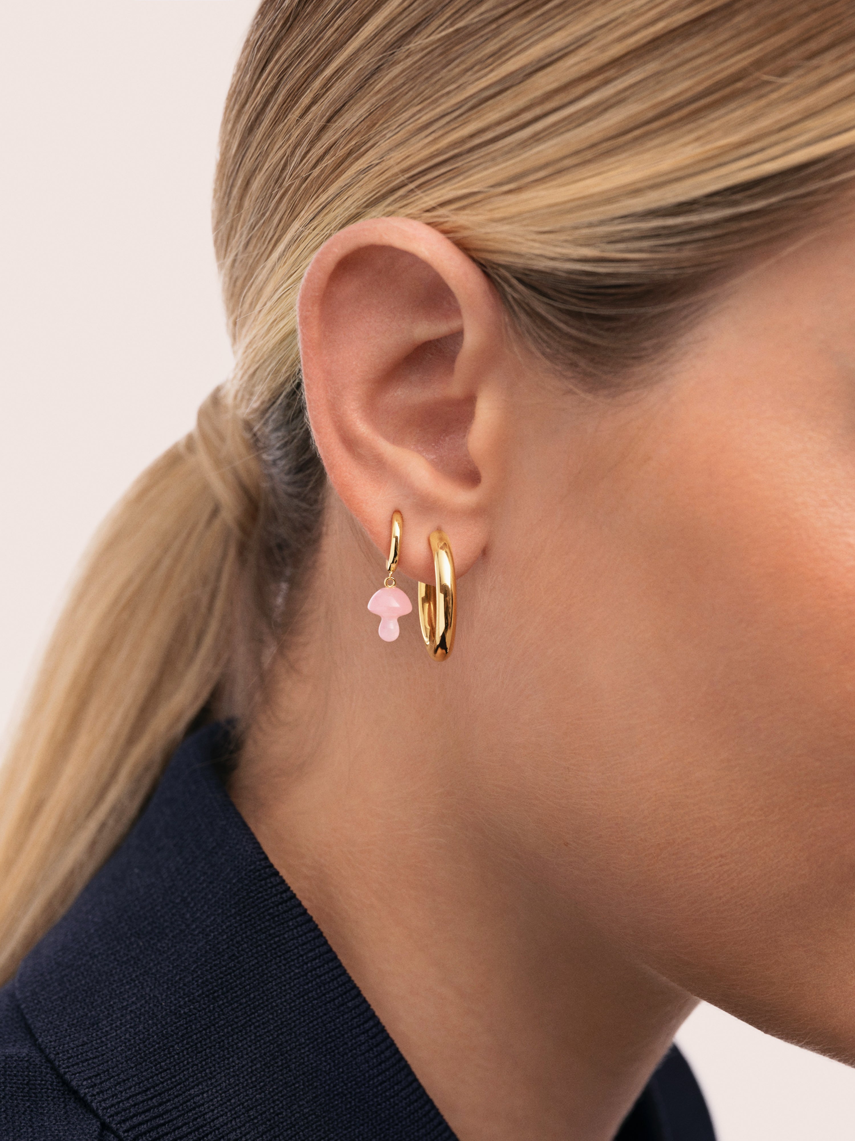 Mushroom Pink Gold Single Earring 