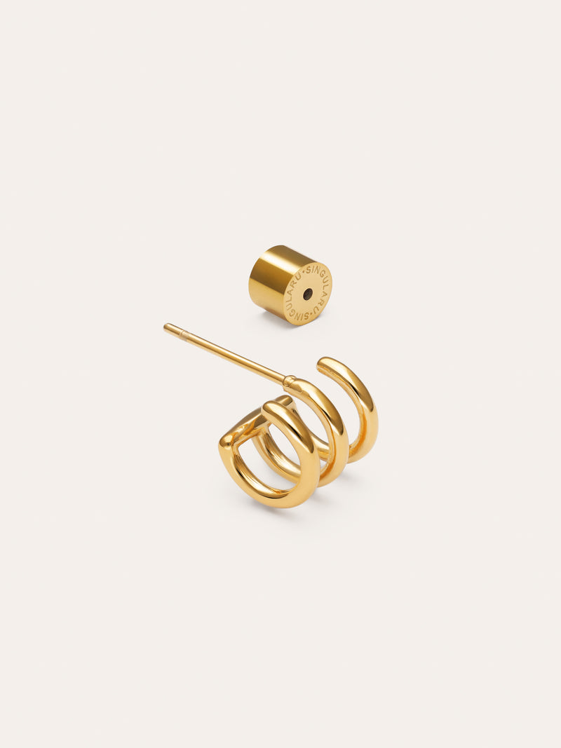 Single Hoop Earring Trio Steel Gold-Plated