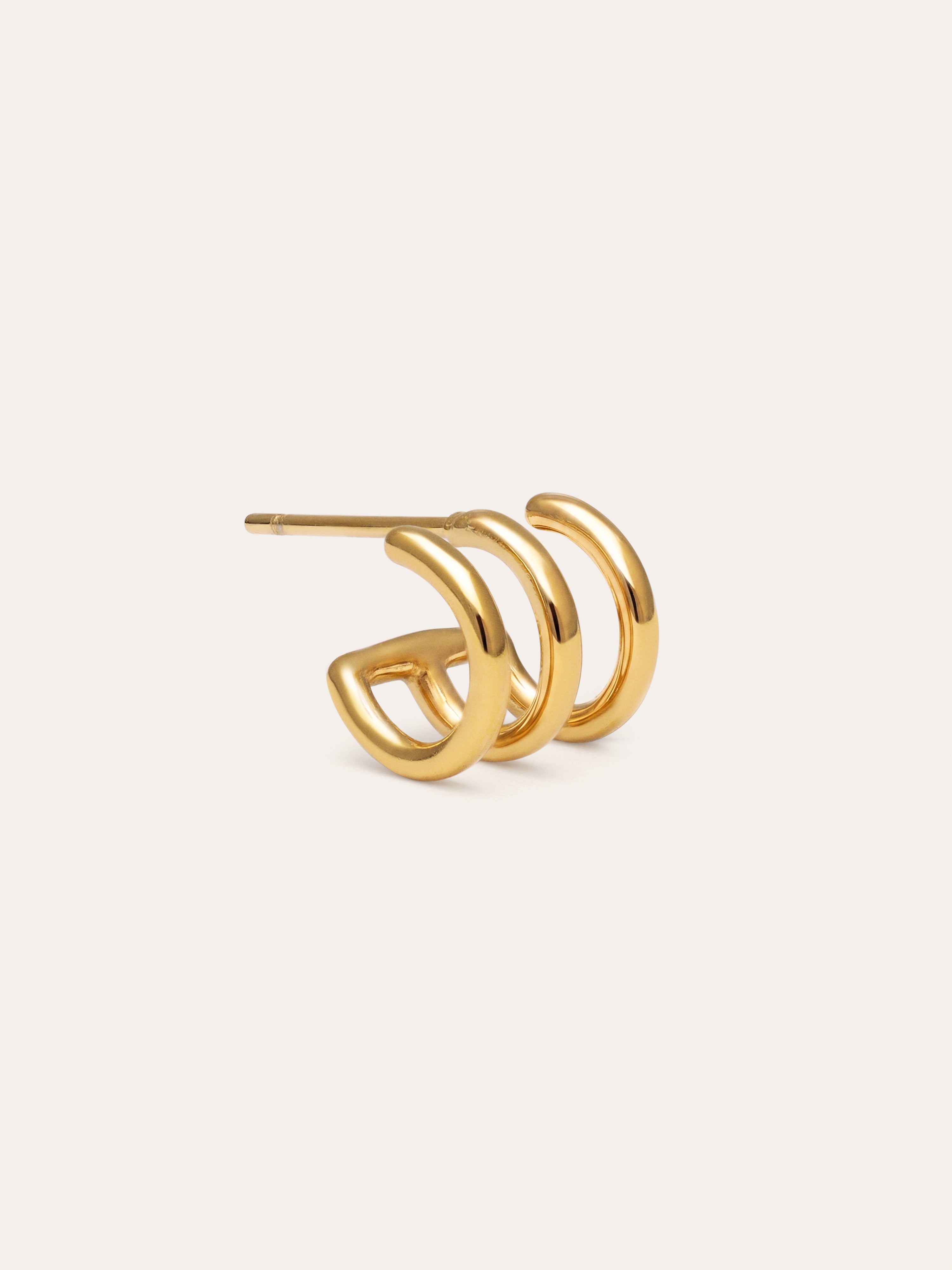 Single Hoop Earring Trio Steel Gold-Plated