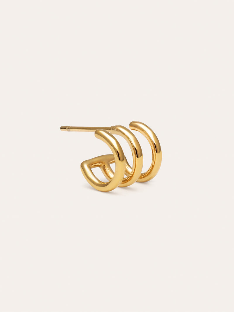 Single Hoop Earring Trio Steel Gold-Plated