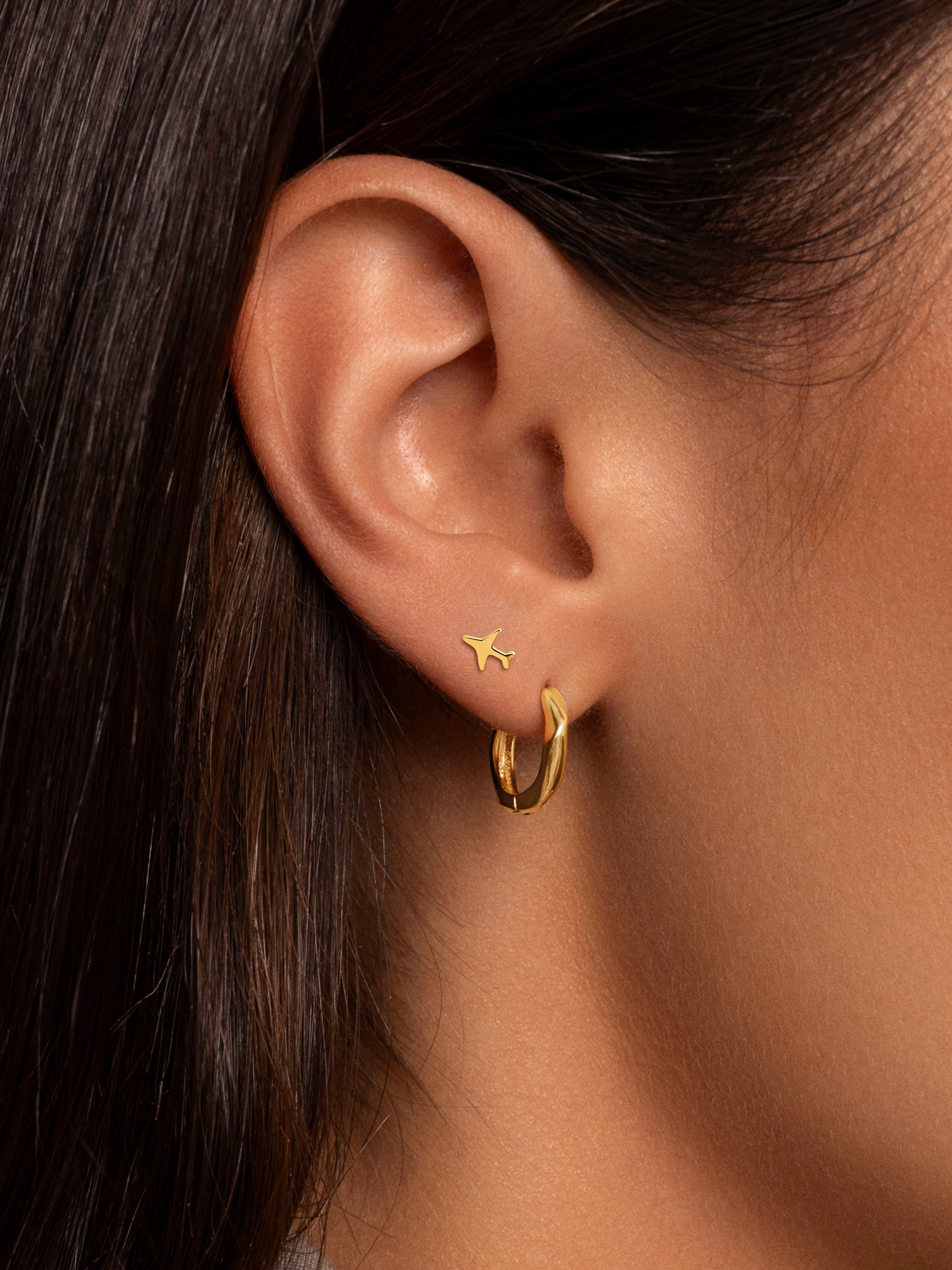 Plane Gold Single Earring