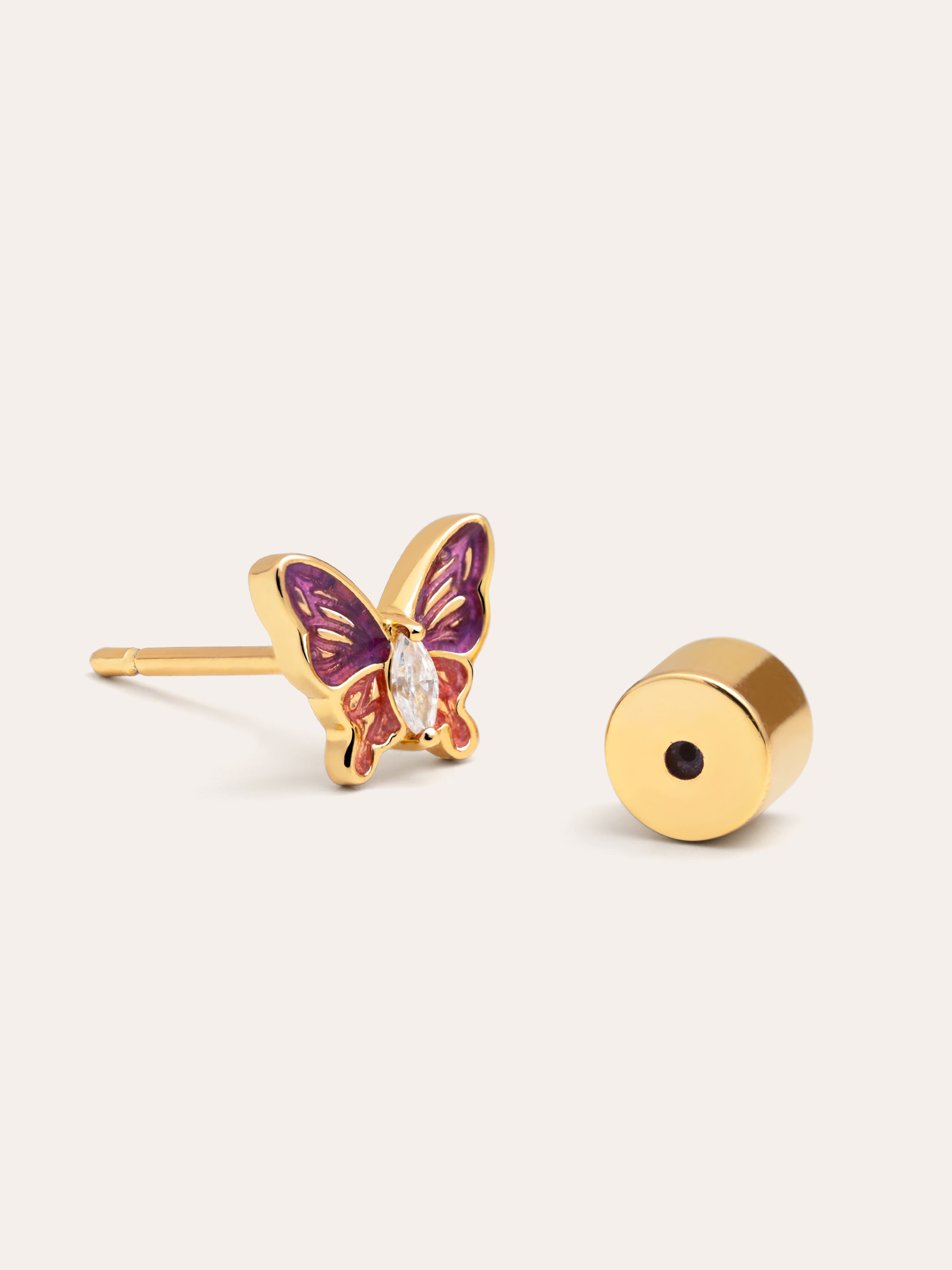 Butterfly Rose Single Gold Earring 