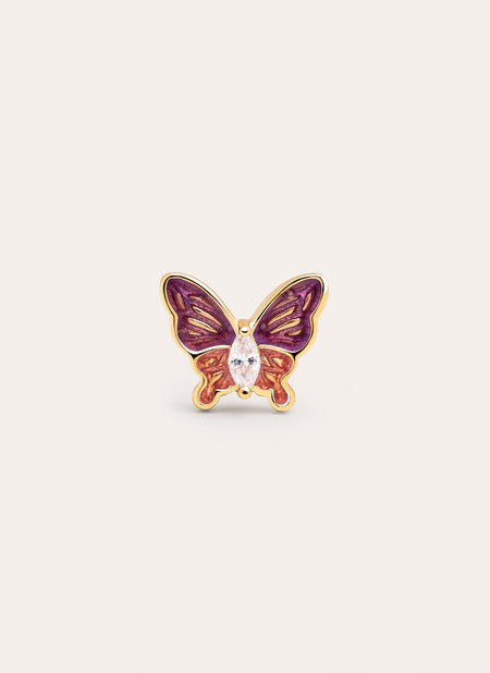 Butterfly Rose Single Gold Earring 