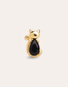 Single Earring Cat Black Gold Plated