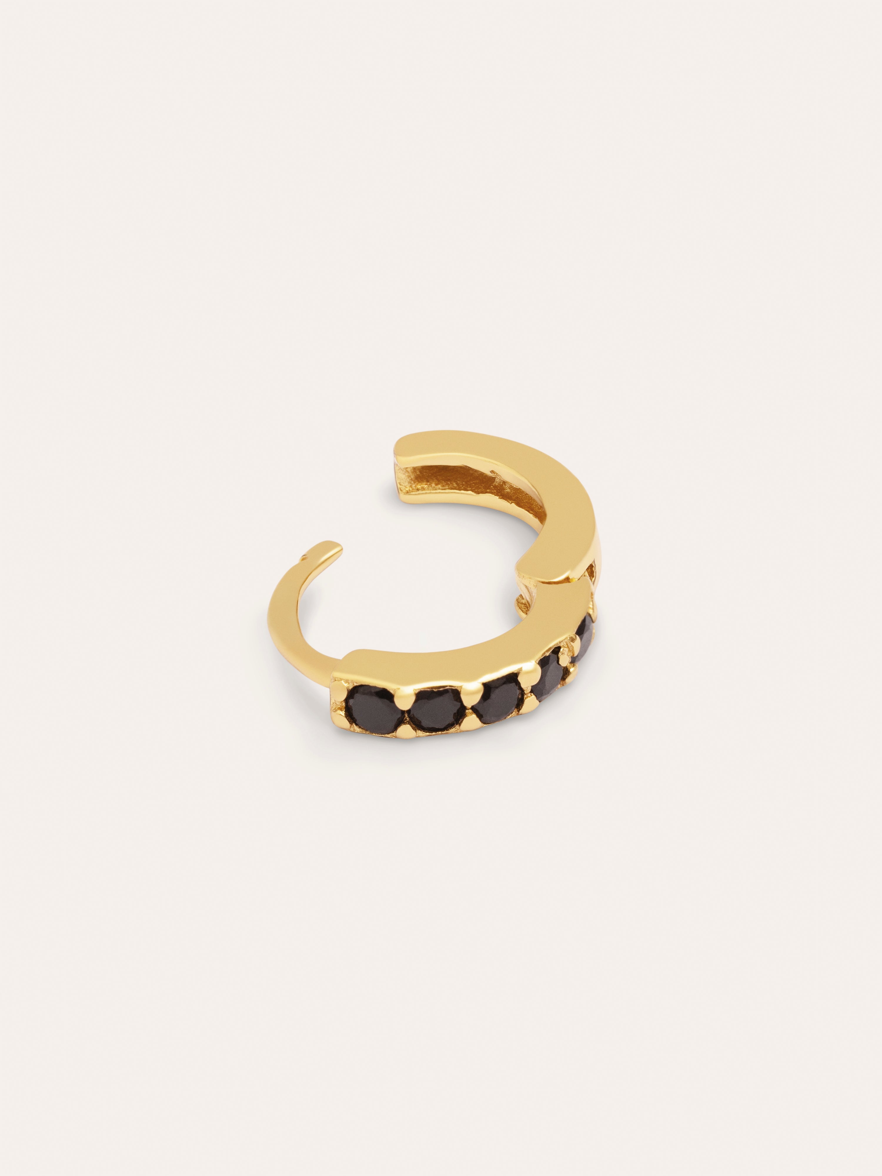 Single Hoop Earring Cleo M Black Gold Plated
