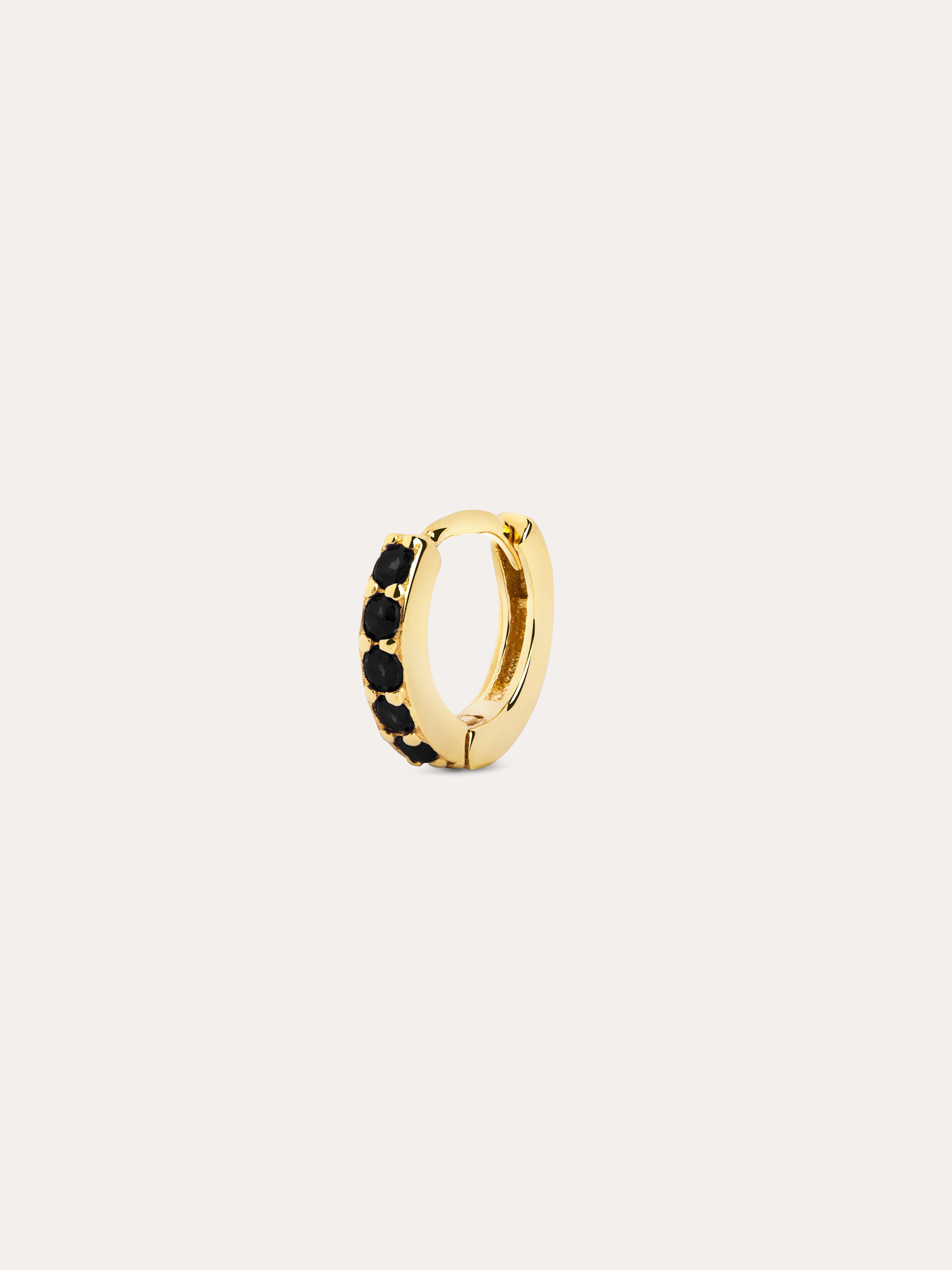 Single Hoop Earring Cleo M Black Gold Plated