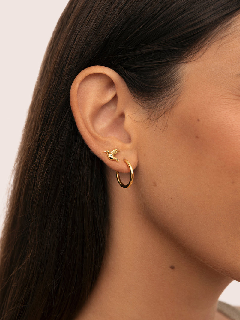 Pendiente Suelto Colibrí Baño Oro