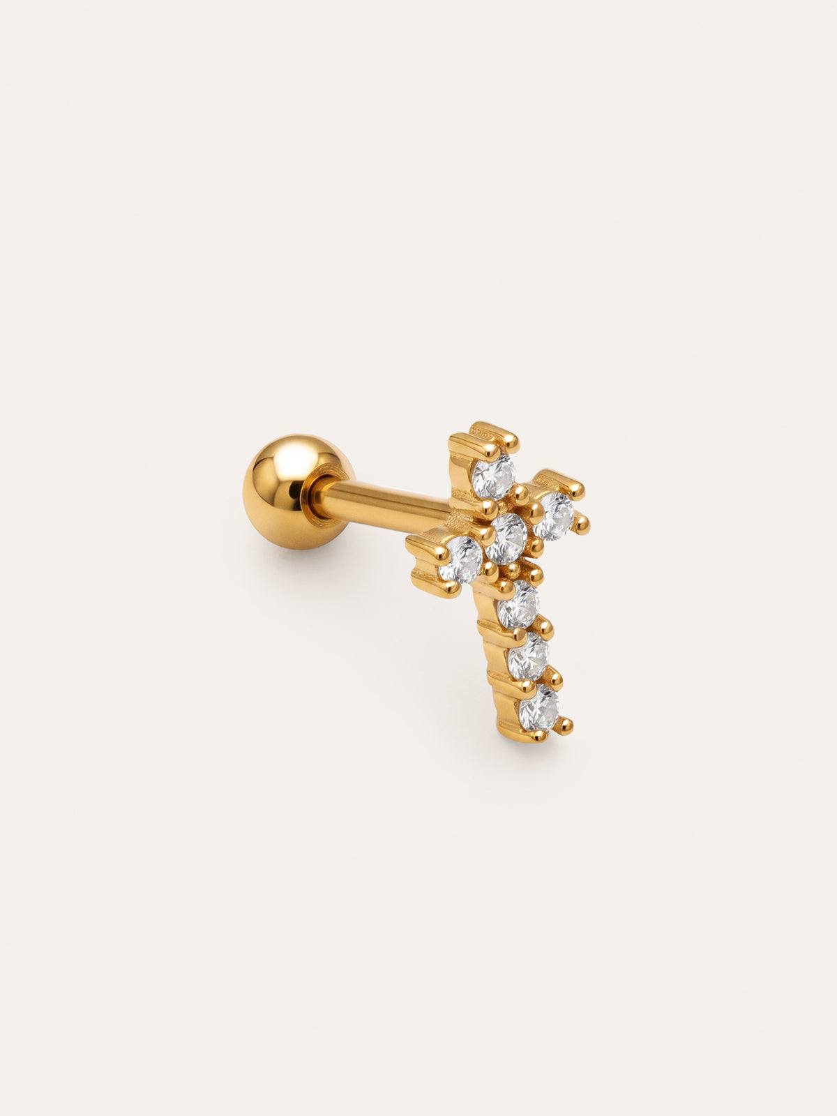 Spark Cross Steel Gold-Plated Single Earring
