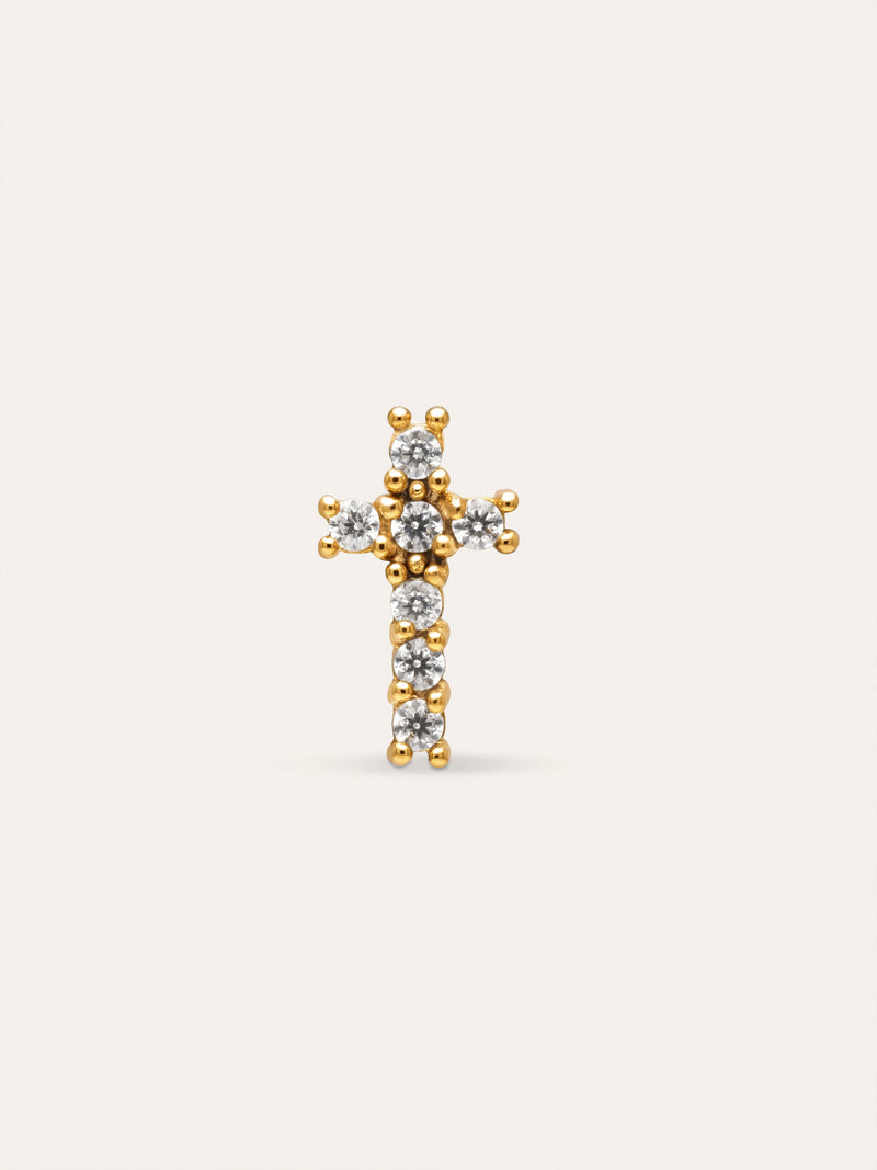 Spark Cross Steel Gold-Plated Single Earring