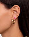Pink Daisy May Gold Stainless Steel Single Earring