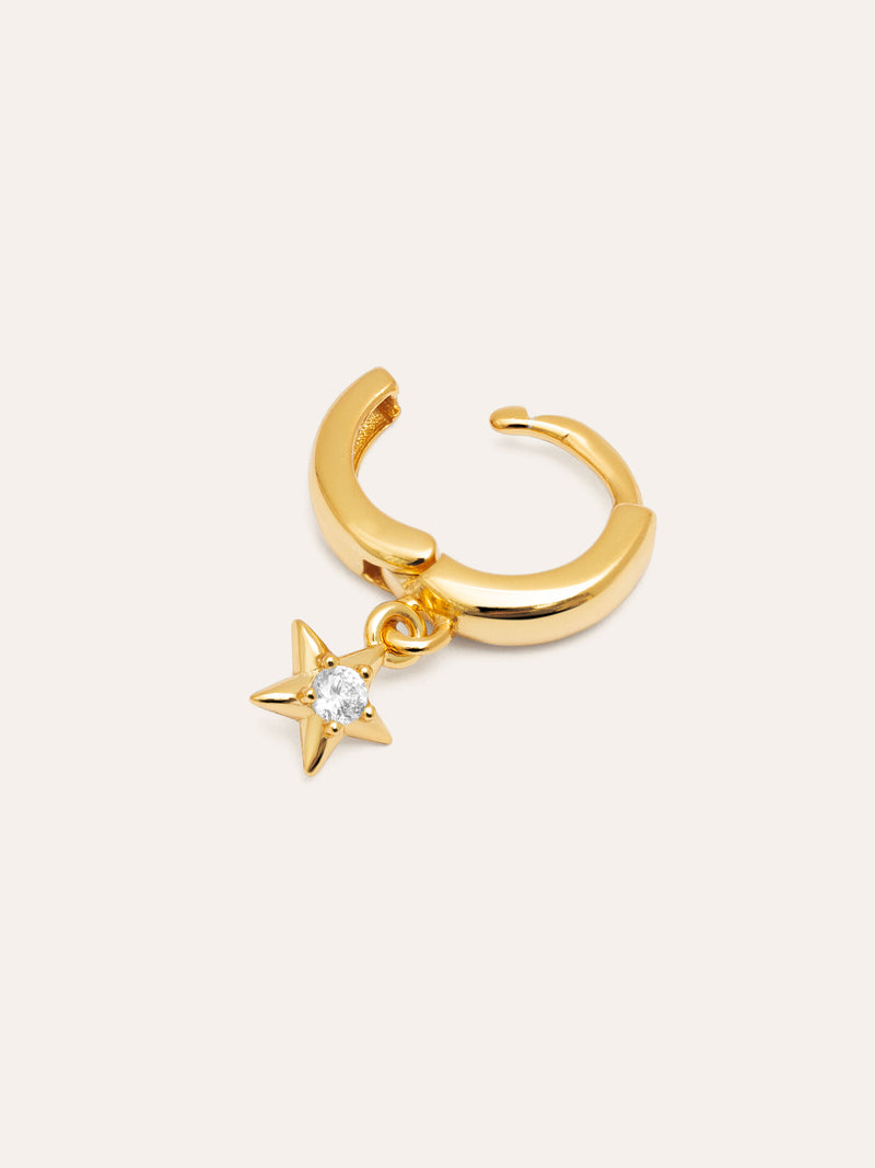 Single Hoop Earring Dance Star Gold Plated