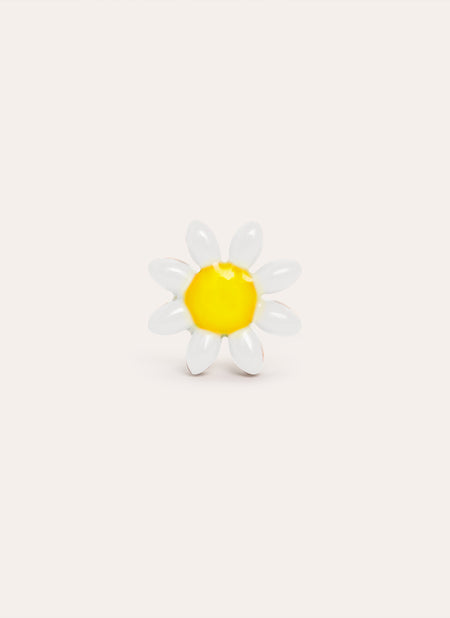 White Daisy May Gold Stainless Steel Single Earring