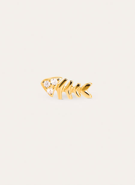 Single Earring Fishbone Spark Gold Plated