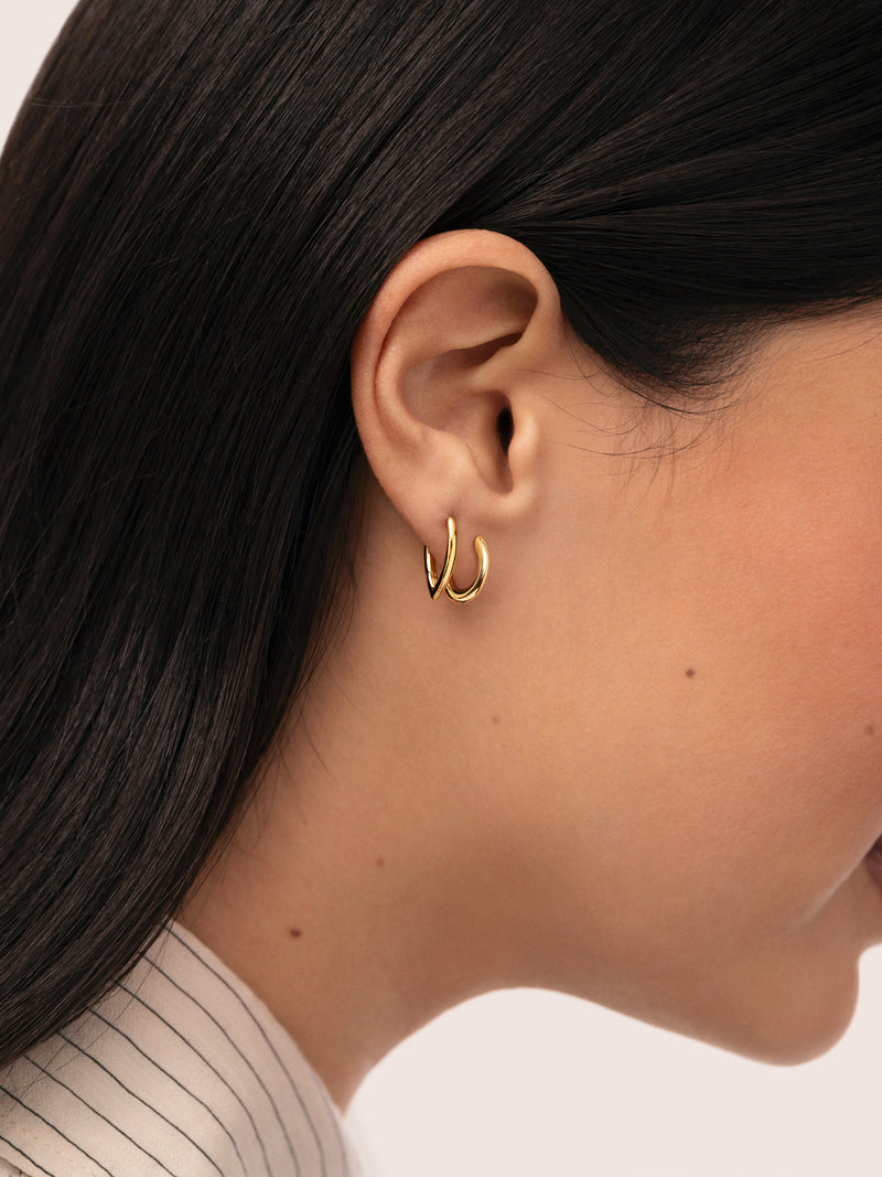 Single Drop Earring Silver 18kt Gold Plated