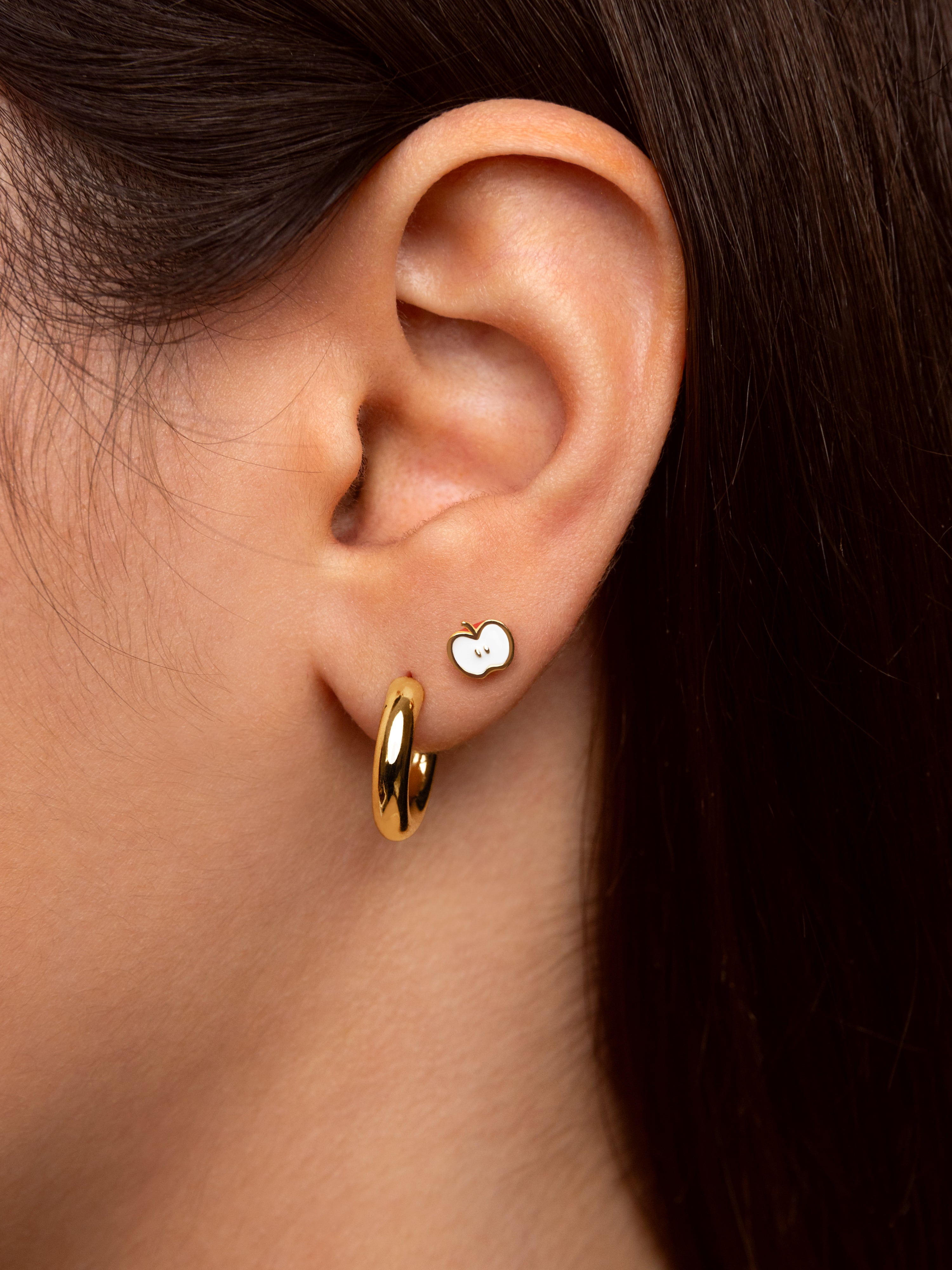 Apple Silver Gold Single Earring