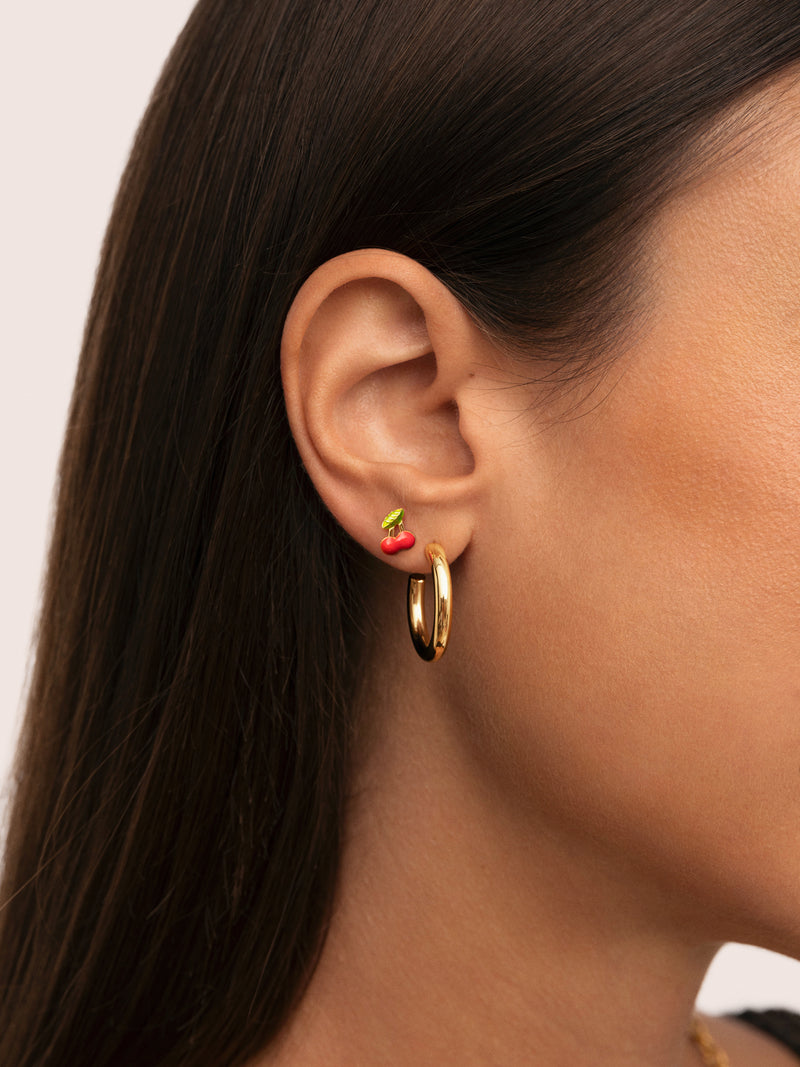 Small Cherry Gold Single Earring 