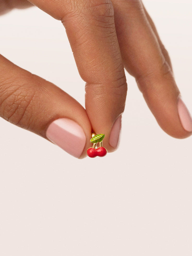 Small Cherry Gold Single Earring 