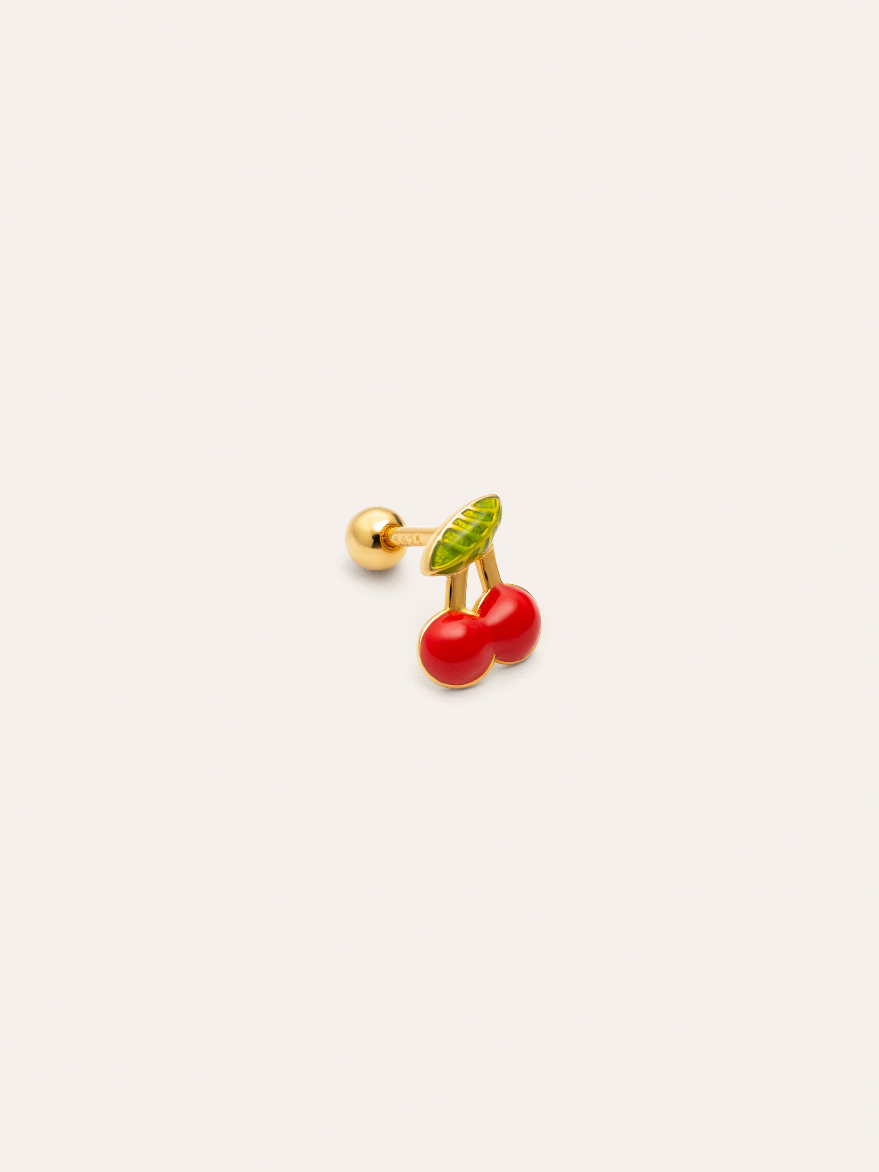Pendiente Suelto Mini Cereza Plata Baño Oro